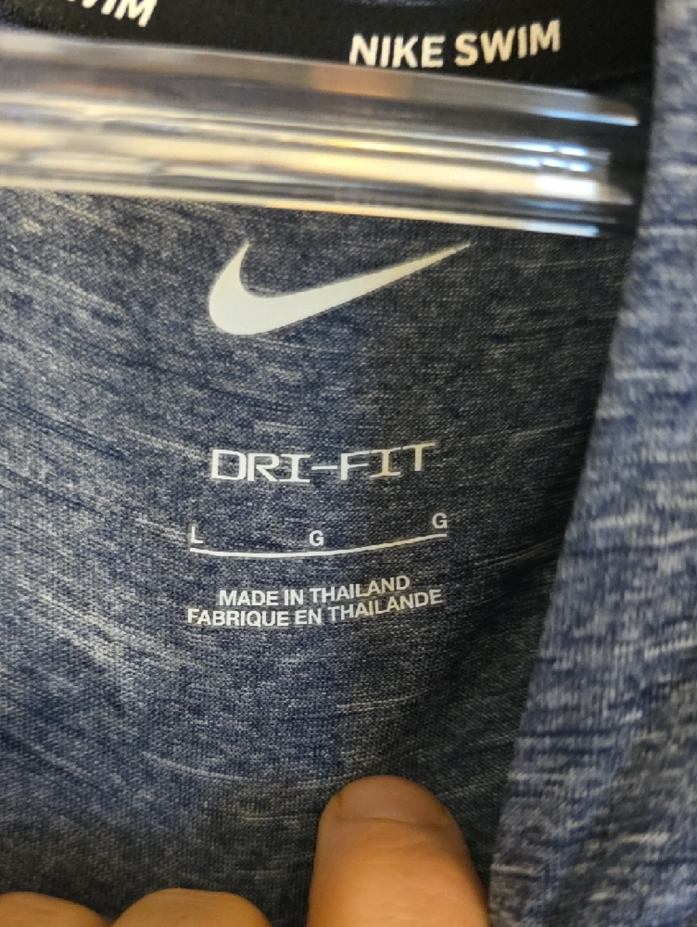 Nike Men's Navy Heather Swim Hoodie - White Swoosh - Picture 2 of 6